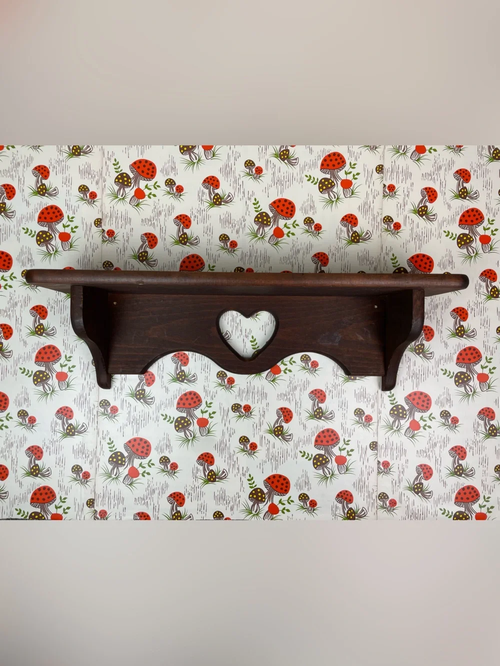 Vintage Heart Shelf Dark Colored Wooden Trinket Display